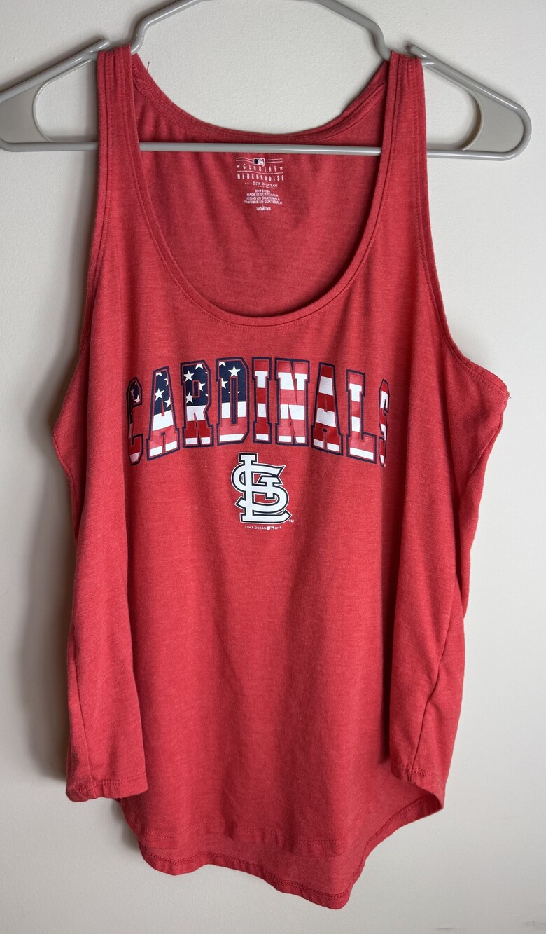 5th & Ocean Women's Large Red St. Louis Cardinals Cotton Blend Tank Top